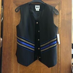 Leslie Fay Black Vest with Blue and Gold Accents